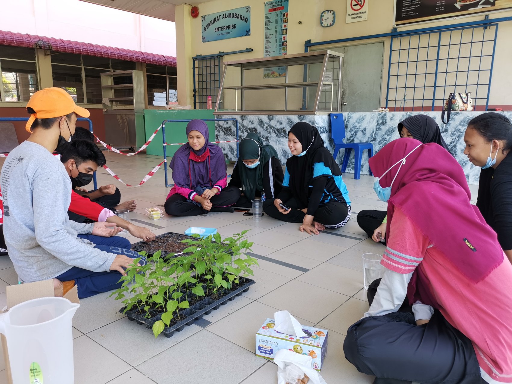 Students learning green skills to grow crops and plants